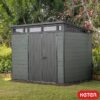 169334217441310.jpg Keter 9’x 7′ Cortina Heavy Duty Plastic Pent Shed – Dark Green