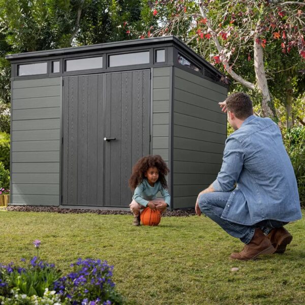 169334222356510.jpg Keter 9’x 7′ Cortina Heavy Duty Plastic Pent Shed – Dark Green