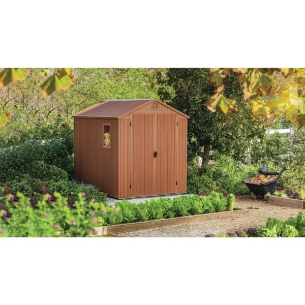 Keter Darwin 8x6 ft Apex Plastic 2 door Shed with floor & 1 window
