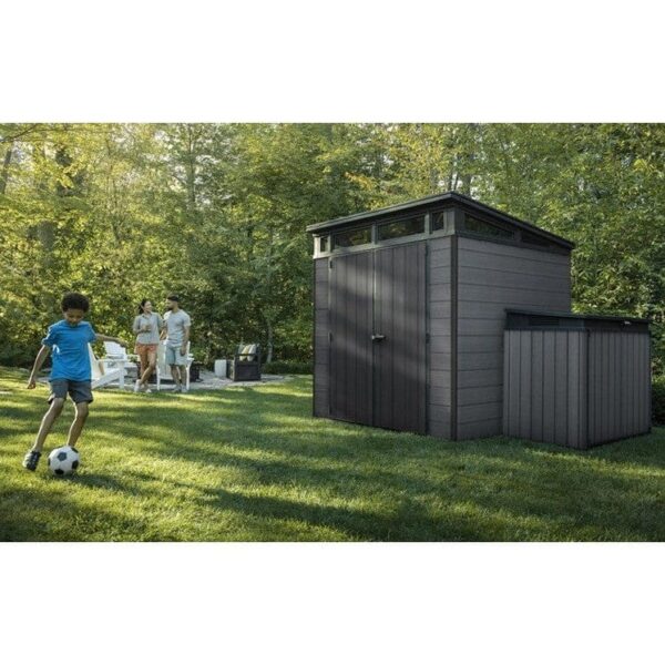 Keter Artisan 7x7 ft Pent Grey Plastic 2 door Shed with floor & 1 window