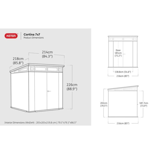 Keter Artisan 7x7 ft Pent Grey Plastic 2 door Shed with floor & 1 window