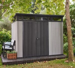 Keter Artisan 9x7 ft Pent Grey Plastic 2 door Shed with floor & 1 window