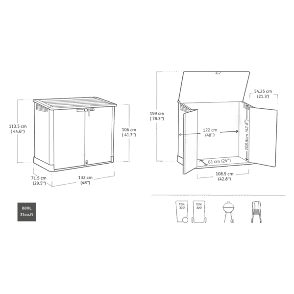 Keter Store It Out Nova 880L Storage Box (with pistons) – Dark Grey with Light Grey Lid