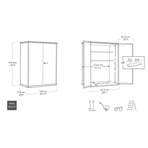 Keter 4’x2′ Cortina Alto Heavy Duty Vertical Plastic Garden Shed with Shelves