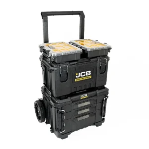 JCB Site System 5-Piece Tool Storage Set, Heavy-Duty Modular Toolboxes & Cart