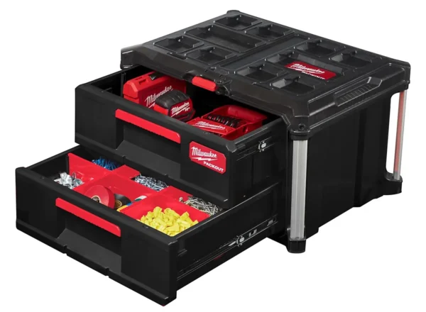 Milwaukee PACKOUT 2 Drawer Tool Box Organiser Stackable Tool Storage 4932472129