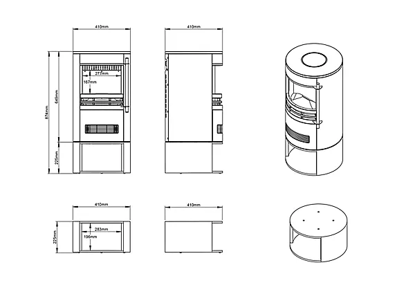 Be Modern Orba 2kW Matt Black Electric Stove (H)850mm (W)410mm